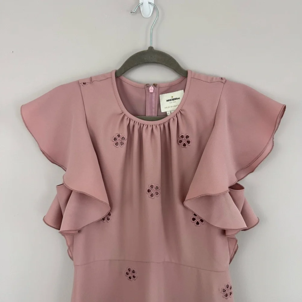 KATE SPADE Pink Floral Crepe Cutout Dress Size 4
